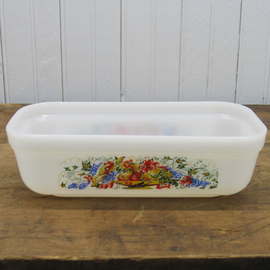 Vintage Fire King Oven Ware Baking Refrigerator Dish - Rare Pattern