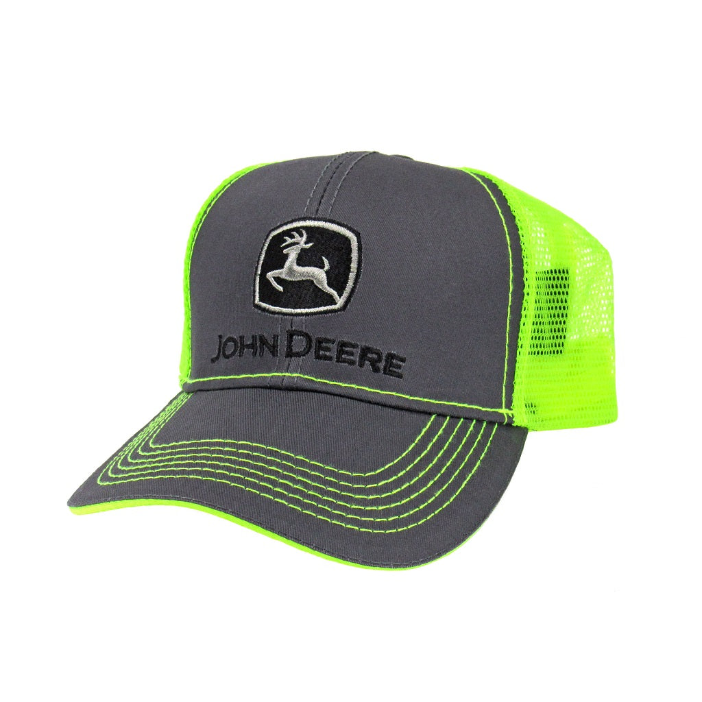 John Deere Gray & Neon Green Mesh Cap